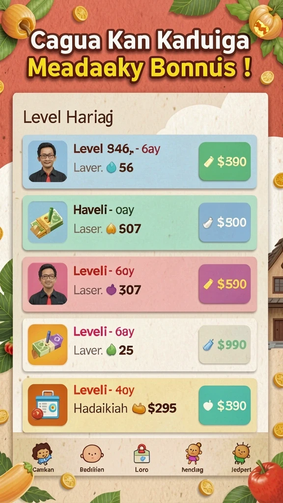 Level permainan yang beragam dan menantang.