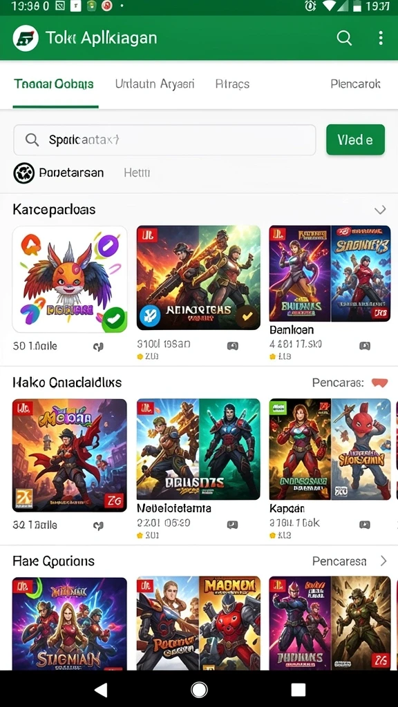 Tangkapan layar menampilkan berbagai tema slot yang menarik.